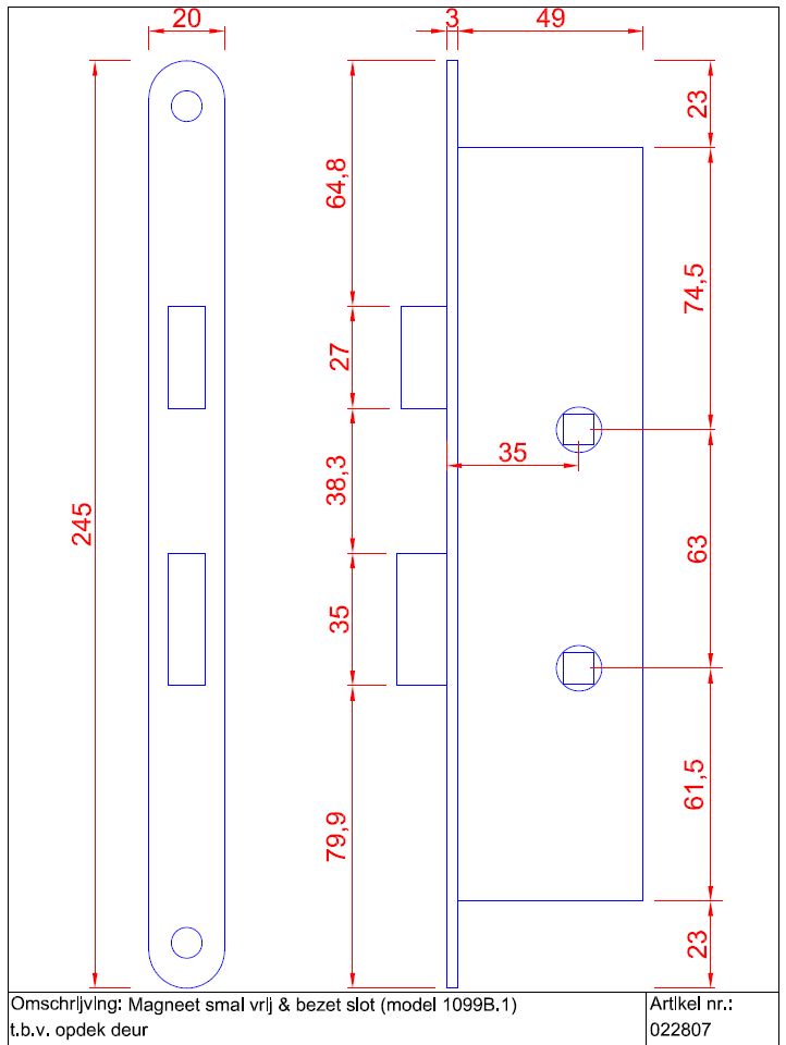 Magneet smal vrij- bezetslot Met zwarte Ronde Voorplaat - Afbeelding 2