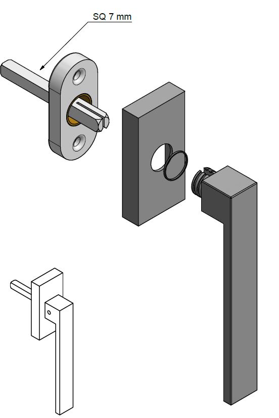 Vlakke Draaikiepgarnituur SQUARE LSQIICB-DK mat Wit - Afbeelding 3