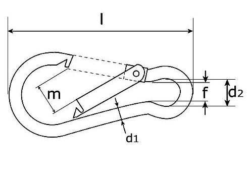 Karabijnhaak C-DIN 5299 Staal zwart gelakt 60 mm - Afbeelding 2