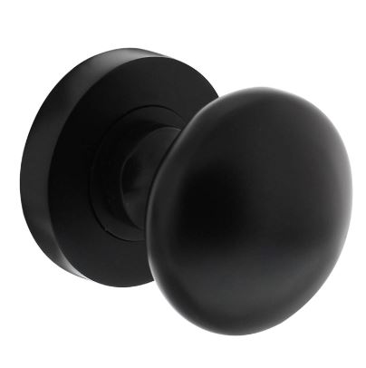 Intersteel knop vast op ronde rozet mat zwart