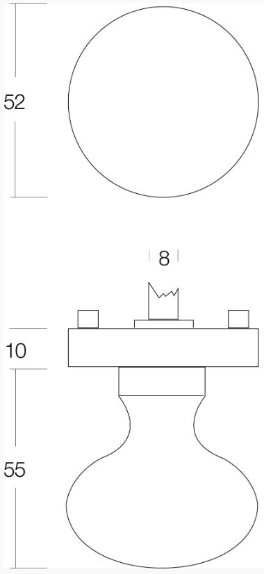 Intersteel knop vast op ronde rozet mat zwart - Afbeelding 2