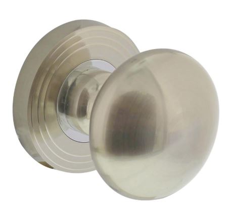 Intersteel knop op rozet vast gemonteerd met ril nikkel mat