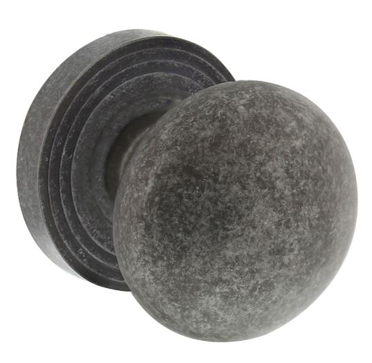 Intersteel knop op rozet vast gemonteerd met ril oud grijs