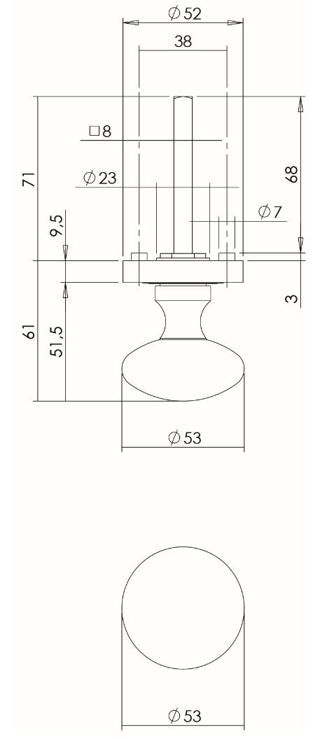 Intersteel knop op rozet vast gemonteerd met ril oud grijs - Afbeelding 2