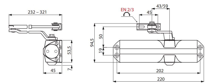 Deurdranger Dorma TS 68 met schaararm Wit - Afbeelding 2
