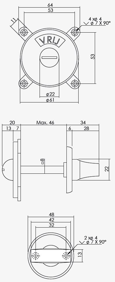 Intersteel wc-sluiting Degeorge 8 mm stift en tekst "vrij / bezet" zwart - Afbeelding 2
