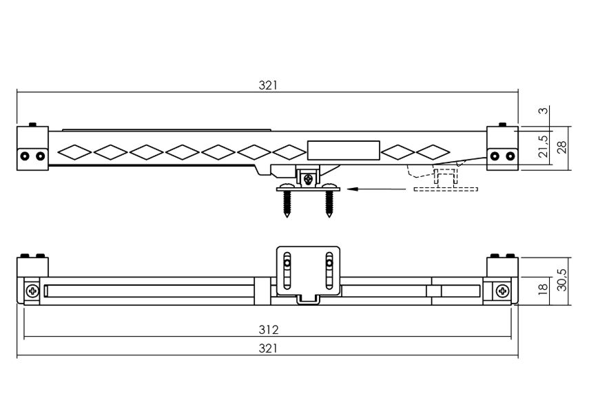 Intersteel Sluitvertrager 3.0 railmontage universeel tbv schuifdeursysteem zwart - Afbeelding 2