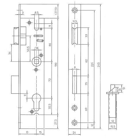 Mauer smaldeurslot PC72 4472 PZW 25 mm Ls/Rs - Afbeelding 2