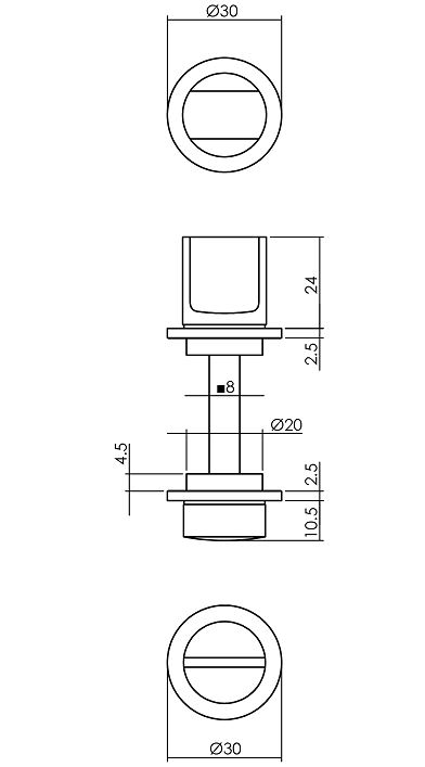 Intersteel wc-sluiting 8mm zelfklevend platte ronde rozetten ø30mm rvs zwart - Afbeelding 2