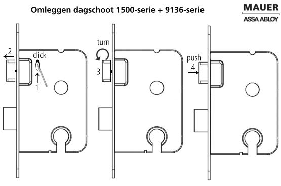 Mauer Dag- en nacht cilinderslot PC55, 1535 Met Wit Gelakte Voorplaat - Afbeelding 3