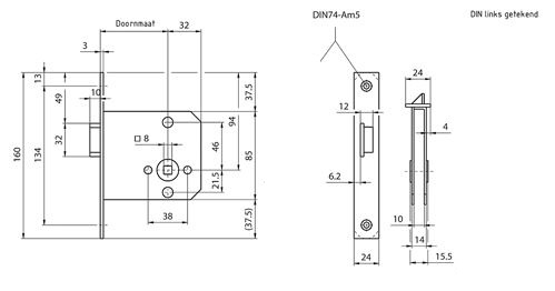 Mauer loopslot 2451 F 60 mm Din Rechts - Afbeelding 2