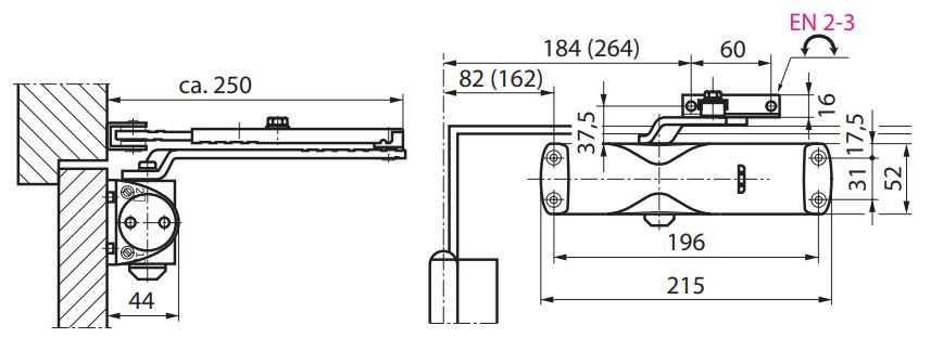 Deurdranger Geze TS-1000 C met schaararm Bruin - Afbeelding 2