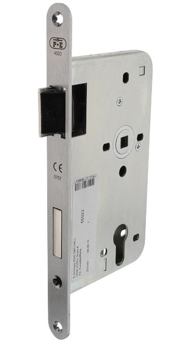 P+E Dag- en nachtslot PC72 DIN links met rvs geborstelde voorplaat 235x20mm