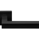 Deurklink Basis Vierkant op geveerd rozet mat zwart