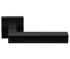 Deurklink Basis Vierkant op geveerd rozet mat zwart