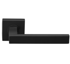 Deurklink Basis Rechthoek op geveerd rozet mat zwart