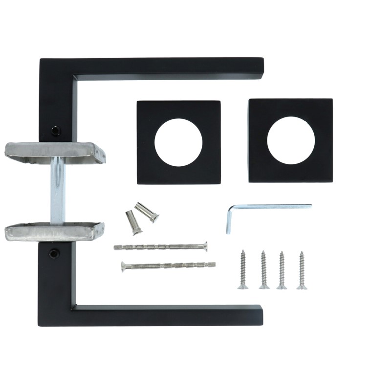 Deurklink Basis Rechthoek op geveerd rozet mat zwart - Afbeelding 3