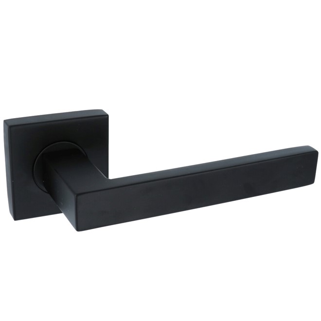 Deurklink Basis Rechthoek op geveerd rozet mat zwart - Afbeelding 4