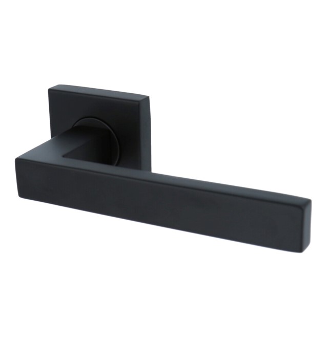 Deurklink Basis Rechthoek op geveerd rozet mat zwart - Afbeelding 5