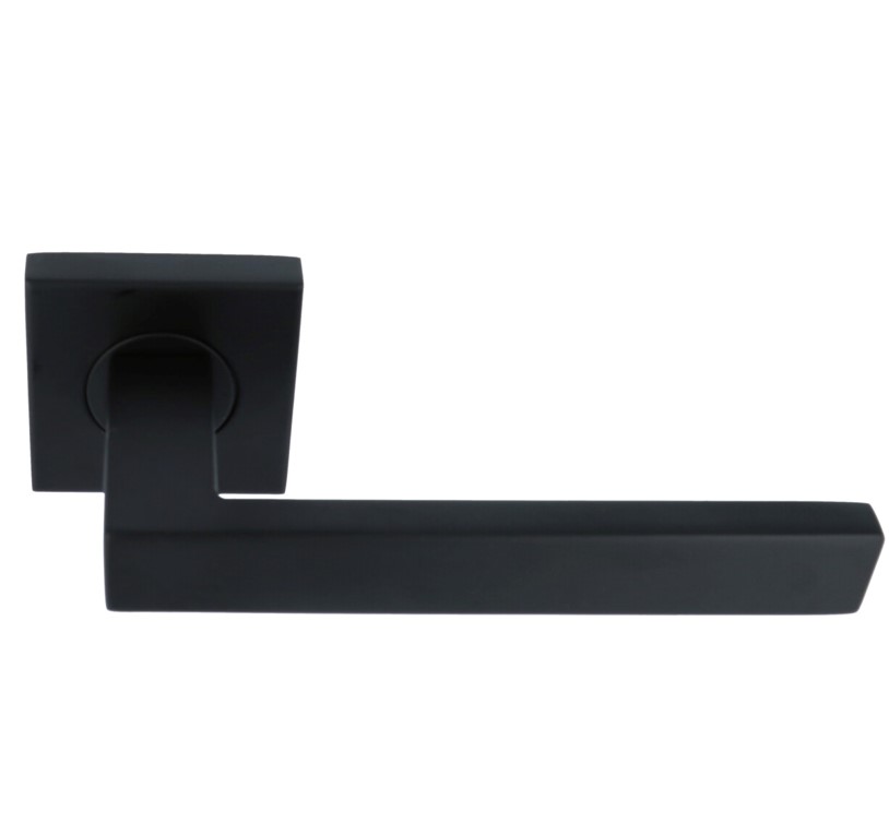 Deurklink Basis Rechthoek op geveerd rozet mat zwart - Afbeelding 6