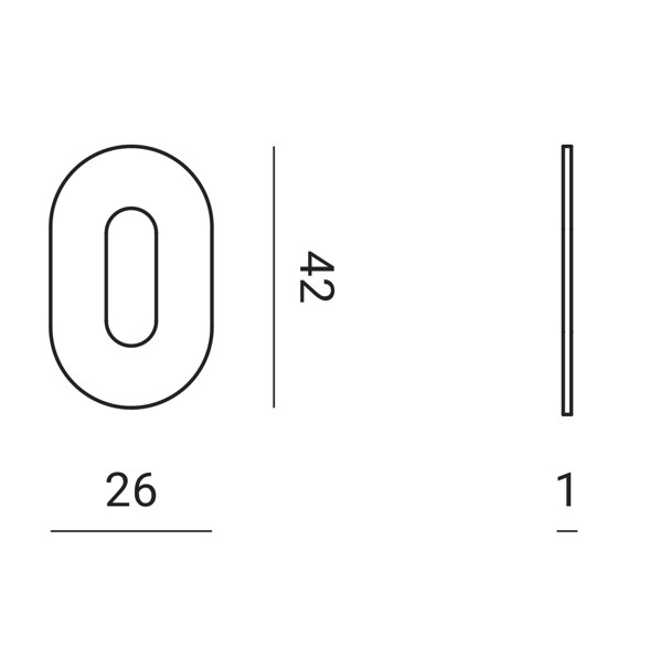 Nuda sleutelplaatjes 26x42 mm mat zwart - Afbeelding 2