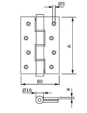 Deurveerscharnier enkel 180x30mm aluminium zilvergrijs - Afbeelding 2