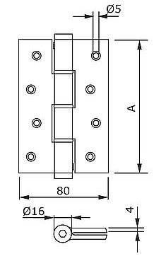 Deurveerscharnier enkel 120x80mm aluminium zwart - Afbeelding 2