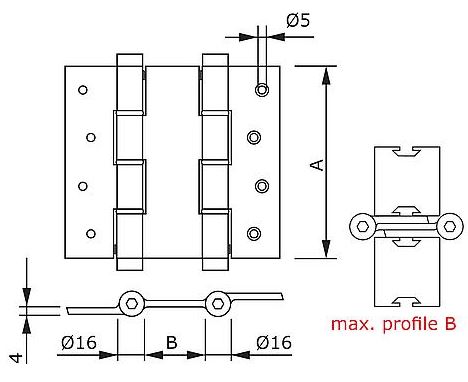 Deurveerscharnier dubbelwerkend 120x40mm aluminium zilvergrijs - Afbeelding 2