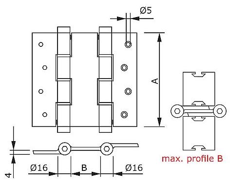 Deurveerscharnier dubbelwerkend 180x50mm aluminium zilvergrijs - Afbeelding 2