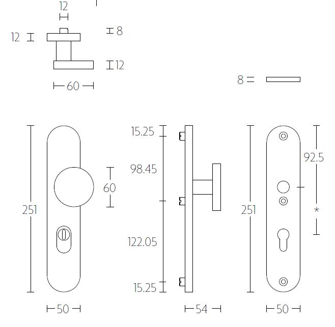 Veiligheidsbeslag PC72 met kerntrek beveiliging BASICS LB60-50KT/LBII-19 knop/kruk SKG3 zwart - Afbeelding 2