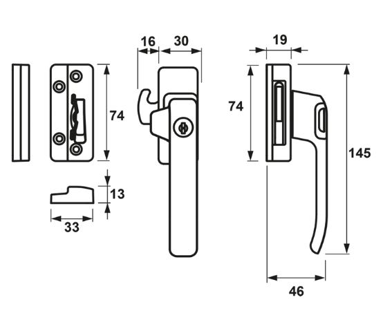 AXA Raamsluiting SKG1 Rechts 3329 aluminium F1 - Afbeelding 2