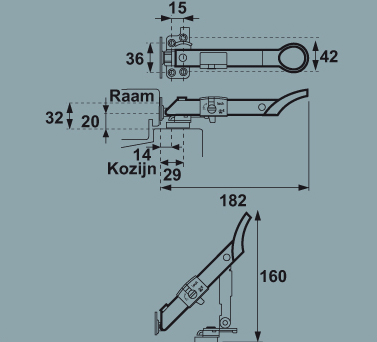 Veiligheids combi-raamuitzetter AXAflex Security SKG2 Grijs - Afbeelding 2