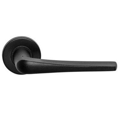 Deurklink Basis Wig op rozet rvs/zwart