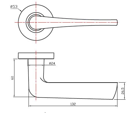 Deurklink Basis Wig op rozet rvs/zwart - Afbeelding 2