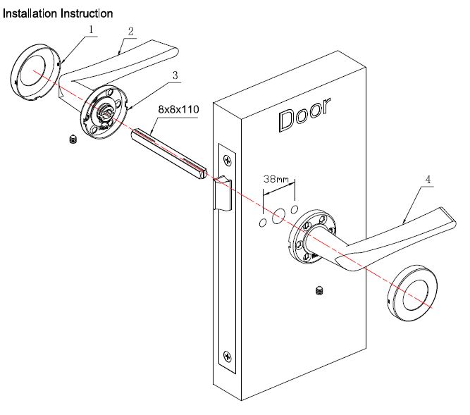 Deurklink Basis Wig op rozet rvs/zwart - Afbeelding 3