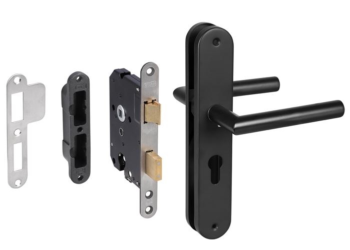 Starx Poortdeur set met zwart beslag en veiligheidsslot SKG1