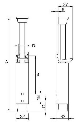 Deurvastzetter voetstift 32x242 mm zwart - Afbeelding 2