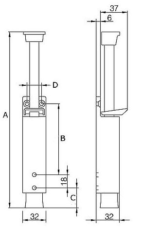 Deurvastzetter voetstift 32x272 mm zwart - Afbeelding 2
