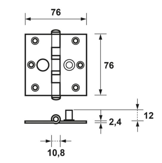 AXA Kogellagerscharnier SKG2 76x76 rvs Rechte Hoeken - Afbeelding 2