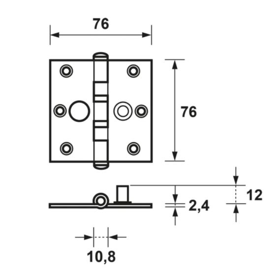 AXA Kogellagerscharnier SKG2 76x76 Verzinkt Rechte Hoeken - Afbeelding 2