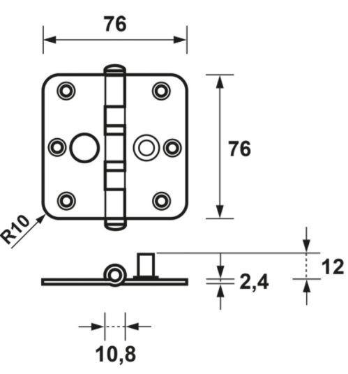AXA Kogellagerscharnier SKG2 76x76 Verzinkt Ronde Hoeken - Afbeelding 2