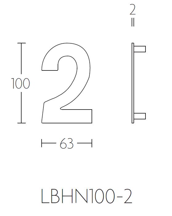BASICS Huisnummer LBHN100-2 PVD mat rvs - Afbeelding 2