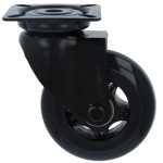 Zwenk Skatewiel zwart met bevestigingsplaat 75 mm