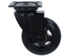 Zwenk Skatewiel zwart met bevestigingsplaat 75 mm