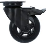 Zwenk Skatewiel Met Rem zwart met bevestigingsplaat 75 mm