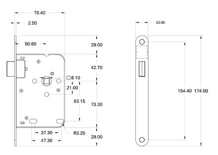 Mauer Magneet Loopslot 1545 Met rvs Voorplaat - Afbeelding 2