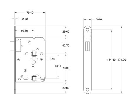 Mauer Magneet Bad/WC Slot 1545 Met zwarte Voorplaat - Afbeelding 2
