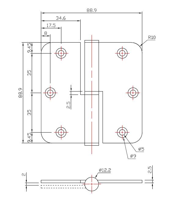 Paumellescharnier rvs 89x89 Rechts - Afbeelding 3