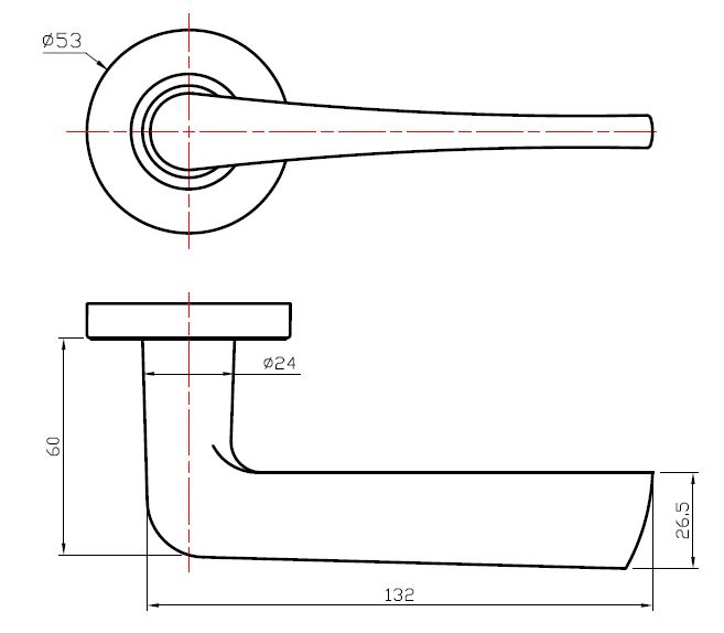 Deurklink Basis Wig Massief rvs Op langschild WC63/8 - Afbeelding 3