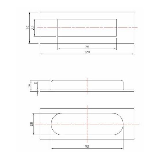 Schuifdeurkom Rechthoek 120x40mm rvs - Afbeelding 4